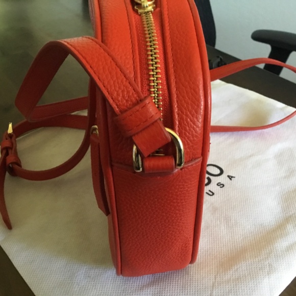 Nordstrom Red Pebble Leather Crossbody Small Dianne Goldtone Hardware - Picture 13 of 16
